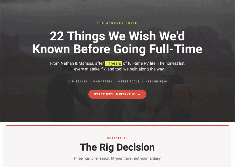 Preview of The Journey Guide — 22 things we wish we'd known before going full-time RV